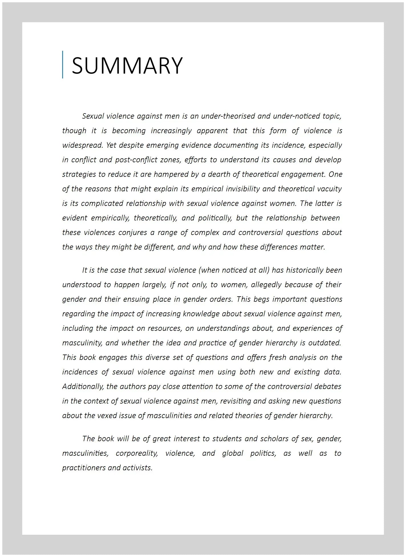 Pre-owned Sizeexual Violence Against Men in Global Politics, Hardcover by Zalewski, Marysia (EDT); Drumond, Paula (EDT); Prugl, Elisabeth (EDT); Sizetern, Maria (EDT), ISizeBN 1138209902, ISizeBN-13 9781138209909
