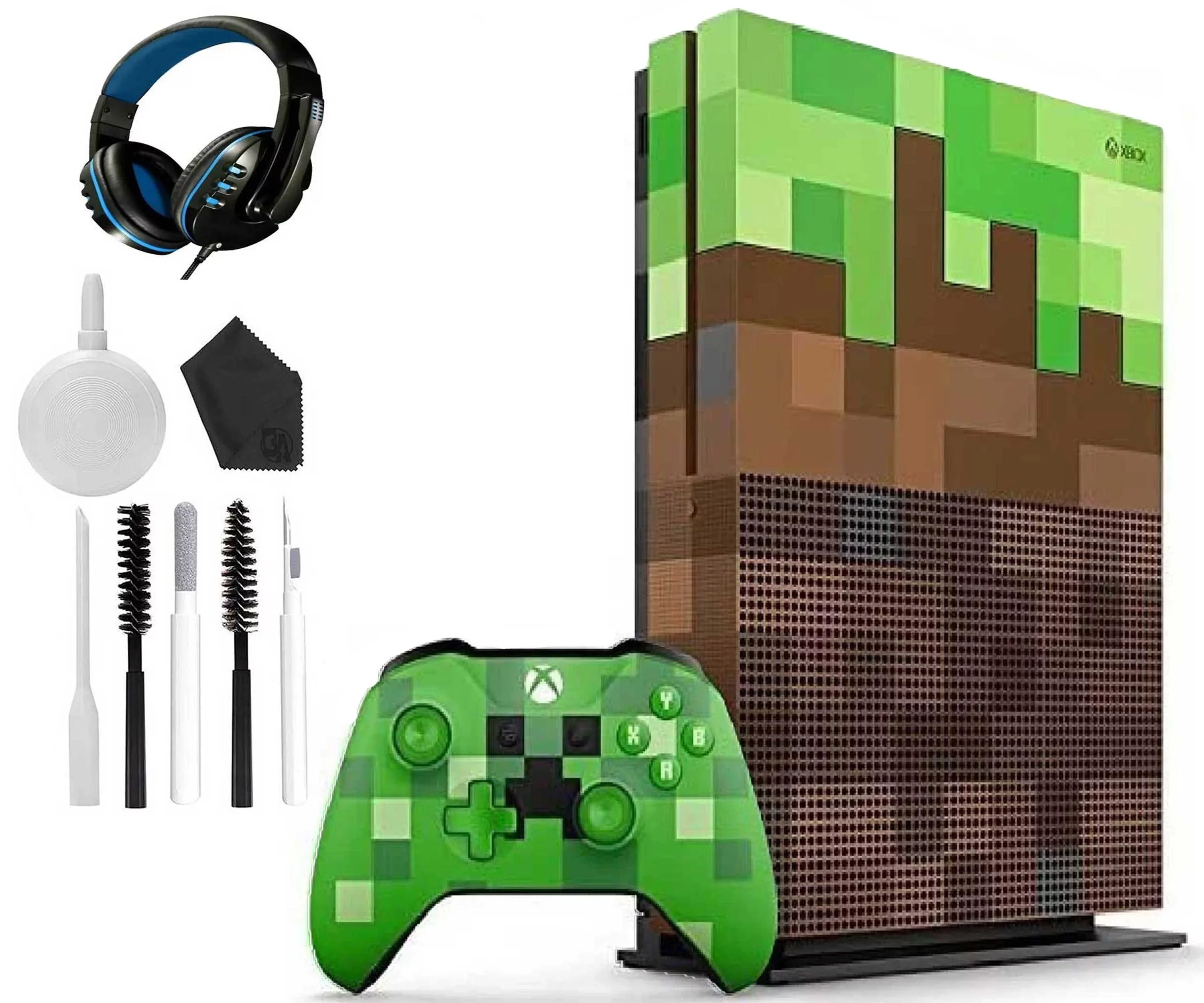 Microsoft Xbox One X 1TB Gaming Console Mincraft with Headset Cleaning Kit