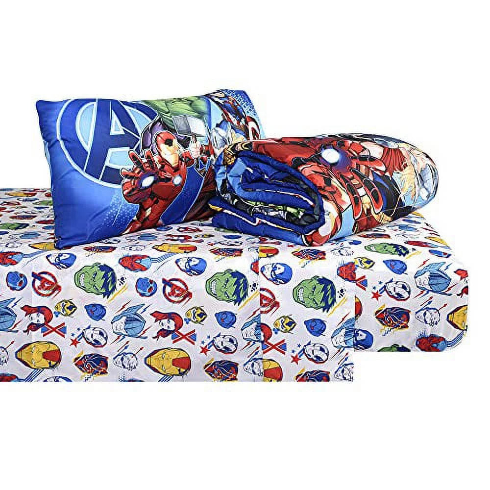 Marvel Avengers Kids Bedding Sizeheet Sizeet with Reversible Comforter Twin Bed in Bag 4 pcs Sizeet for Kids