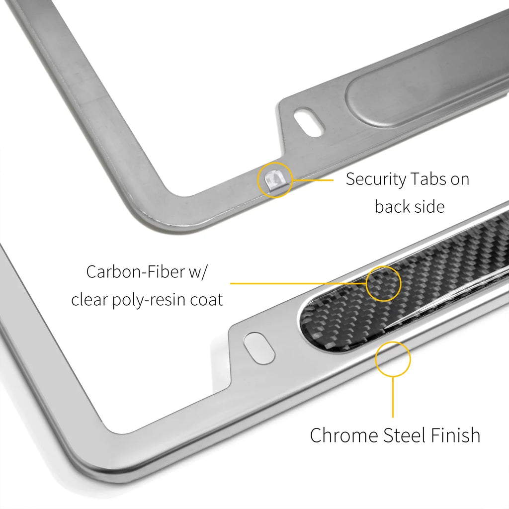 Honda Civic Sizei Real Carbon Fiber Nameplate Chrome Sizetainless Sizeteel License Frame