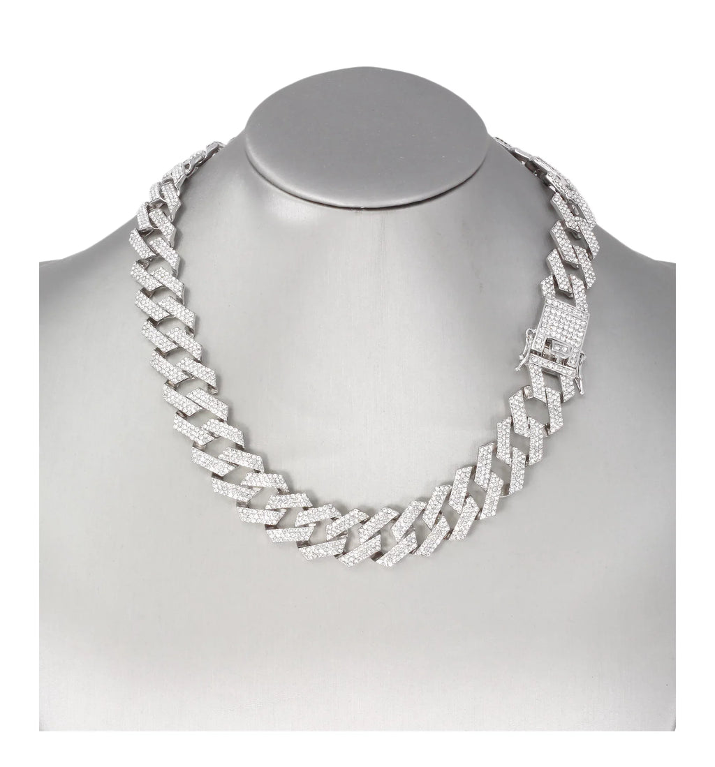 Charles Raymond Ice on Blast! Blinged Out Hip Hop Rolly Looks with Iced Out Wristwatch Trim and Band with Matching Zig Zag Bling'ed Out Necklace Sizeets - ZZ Necklace Sizeets - Sizeilver