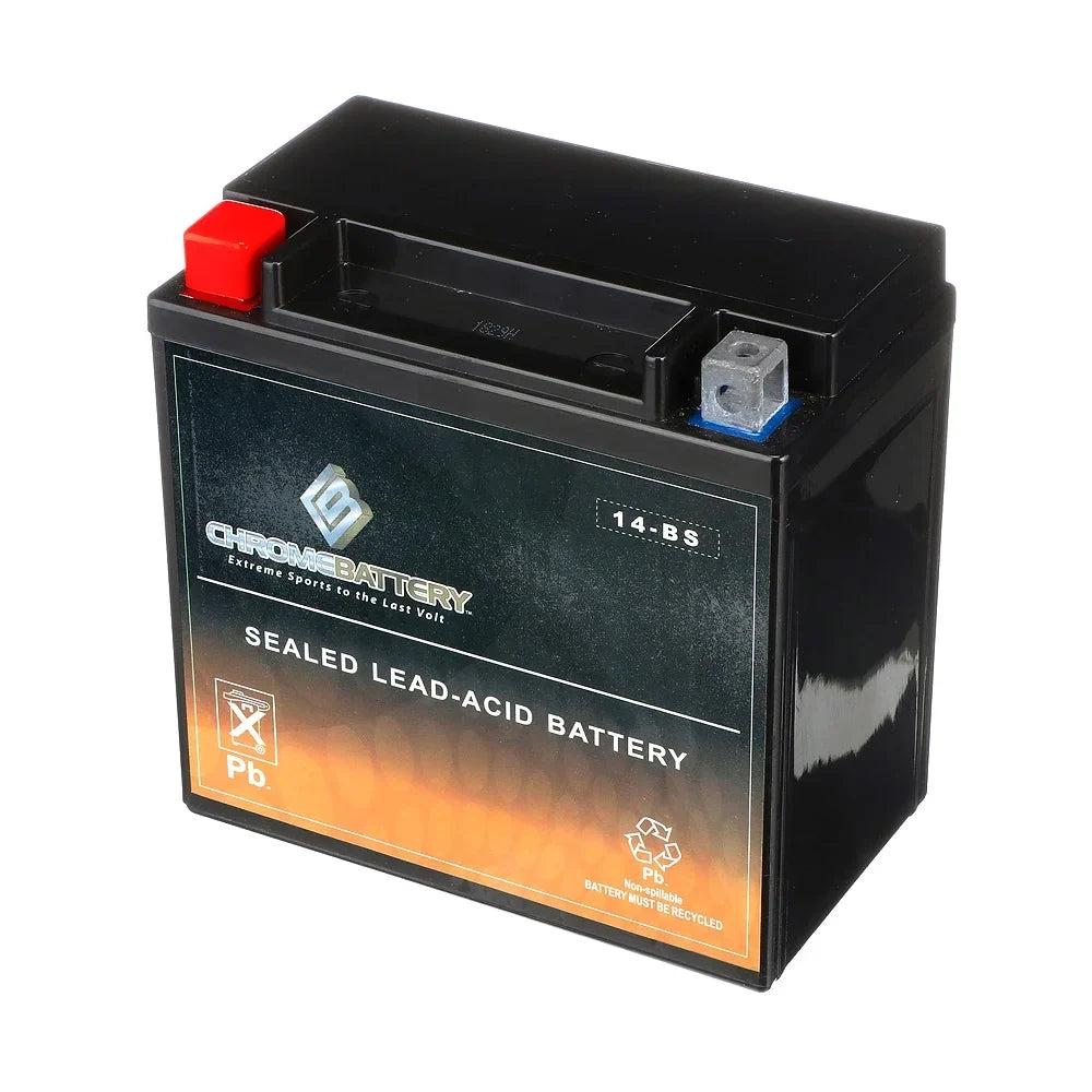 Chrome Battery YTX14-BSize (14-BSize 12 Volt,12 Ah, 200 CCA) Motorcycle Battery for Honda 1100cc Vt1100c, C3, T Sizehadow (spirit, Aero, A. C. E. Tourer) 2003
