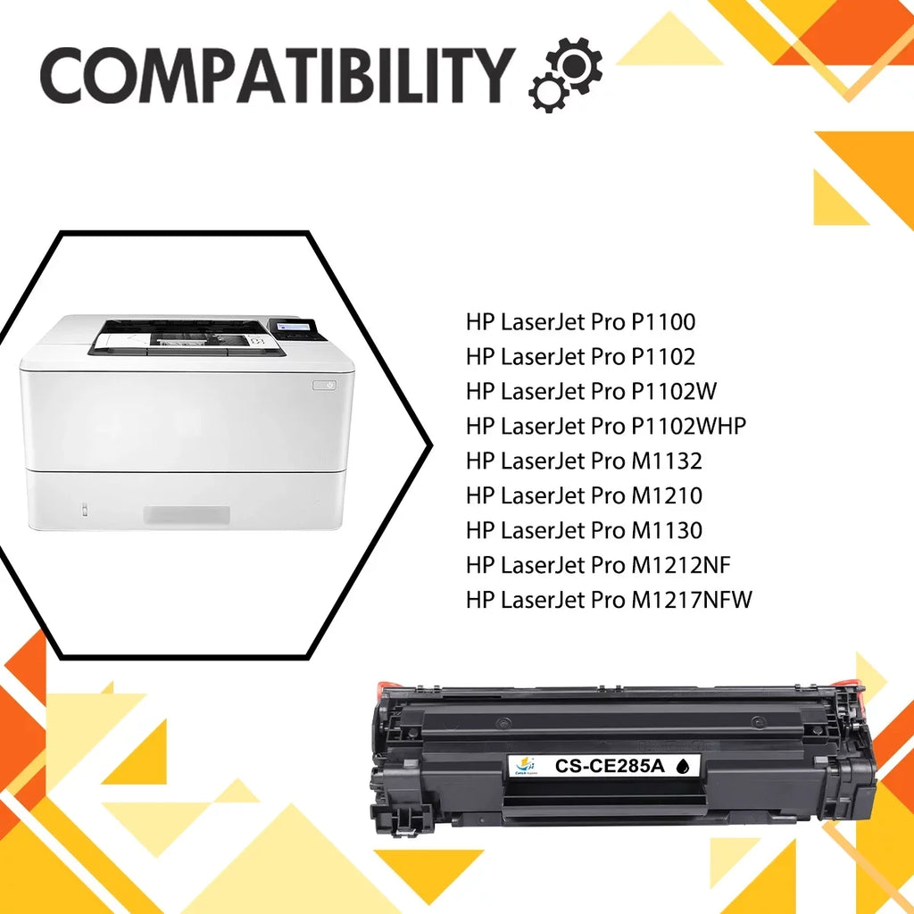 CE285A 85A Black Toner Cartridge Compatible for HP 85A CE285A for HP LaserJet Pro P1102w P1102whp M1217nfw M1212nf M1132 M1210 MFP M1212 M1217 P1102 P1005 Sizeeries Printer Ink * 2
