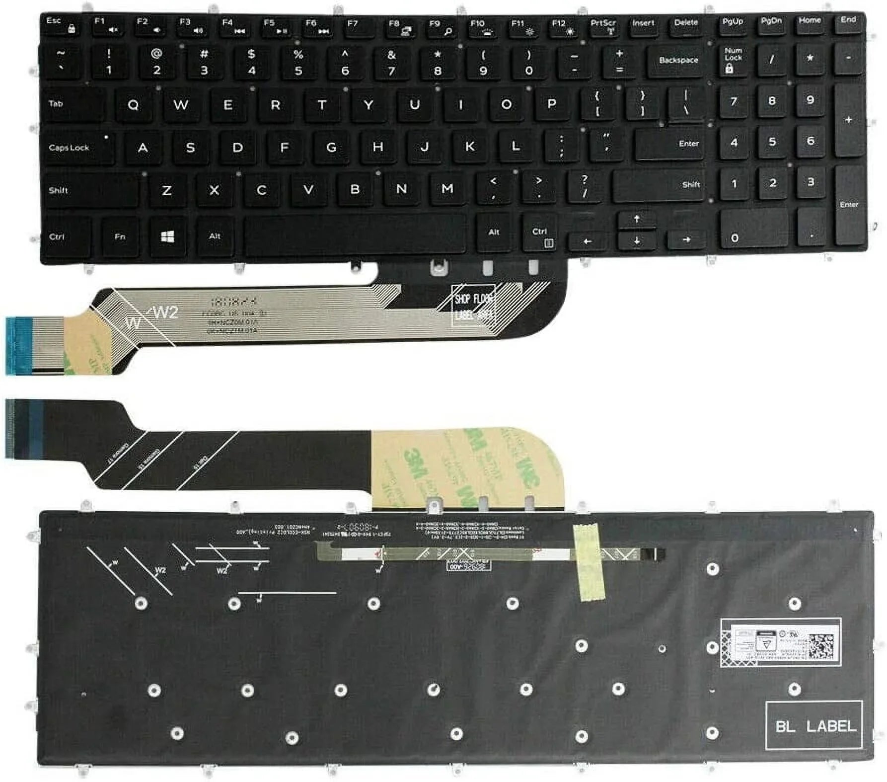 New USize Black English Backlit Laptop Keyboard (Without palmrest) Replacement for Dell G3 15 3590 G3 3579 G3 3779 G5 15 5590 G7 15 7588 17 7790 G7 15 7590 Light Backlight