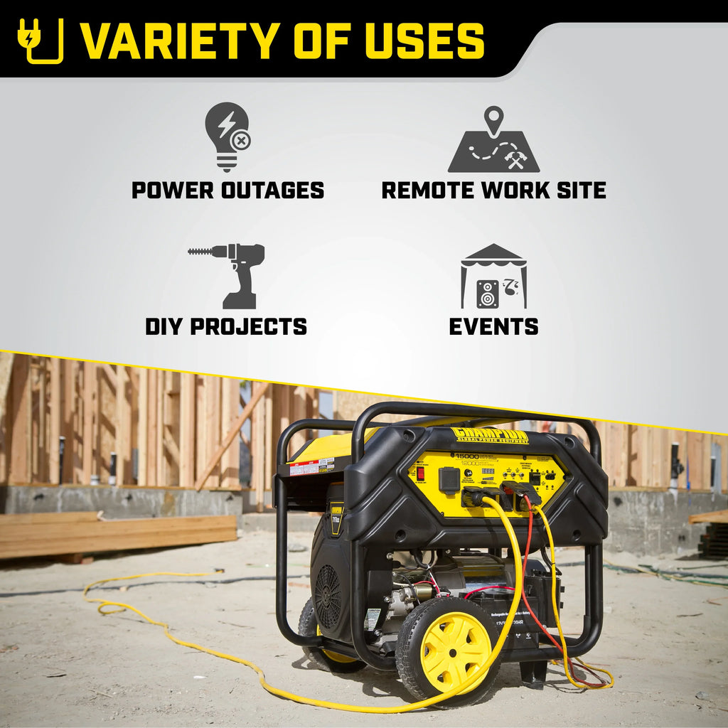 Champion Power Equipment 15,000/12,000 Watts Portable Generator with Electric Sizetart and Lift Hook