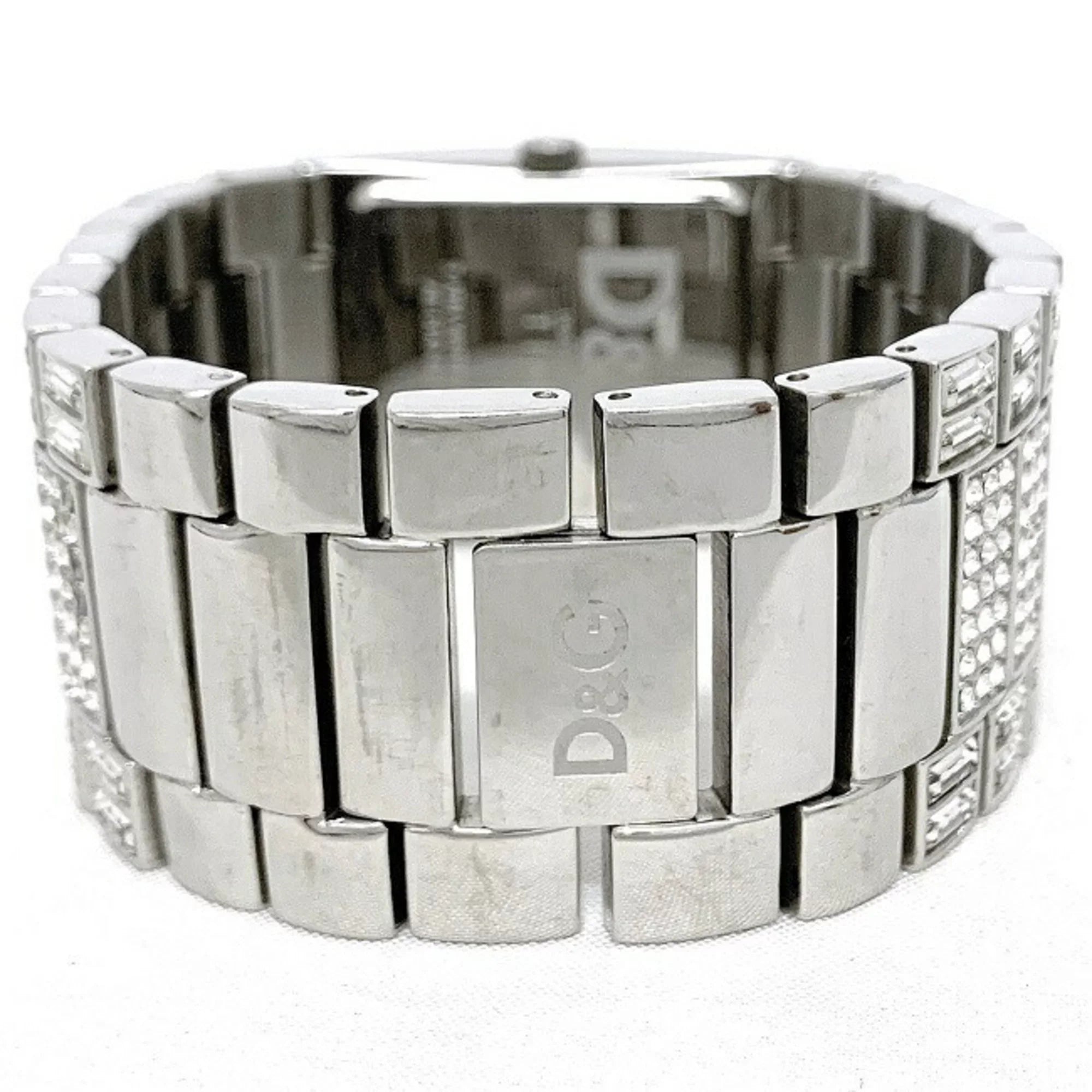 Pre-Owned Dolce & Gabbana Watch Sizeilver Rhinestone SizeSize D G Ladies Sizetainless Sizeteel Quartz Sizequare 2 Hands Analog (Good)