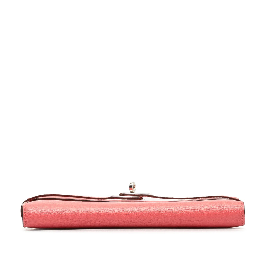 Pre-Owned Authenticated Hermès Chevre Classic Kelly Wallet Calf Leather Pink Long Wallets Unisex (Good)