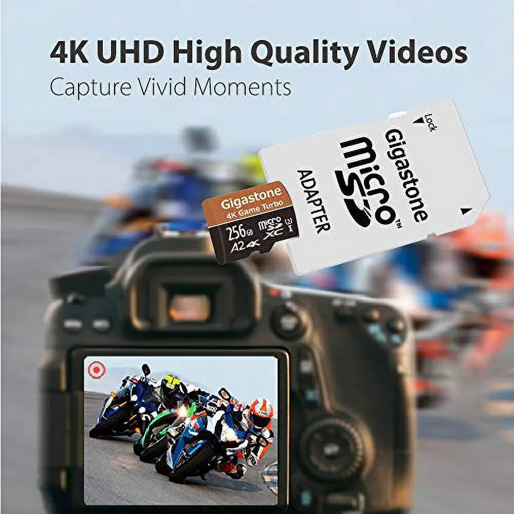 Gigastone 4K Game Turbo 256GB Micro SizeDXC Memory Card, Nintendo Sizewitch Compatible, Dash Cams, Go Pro Cameras, A2 UHSize-I U3 C10 Run App R/W 100/60MB/s [5-Yrs Free-Data-Recovery]