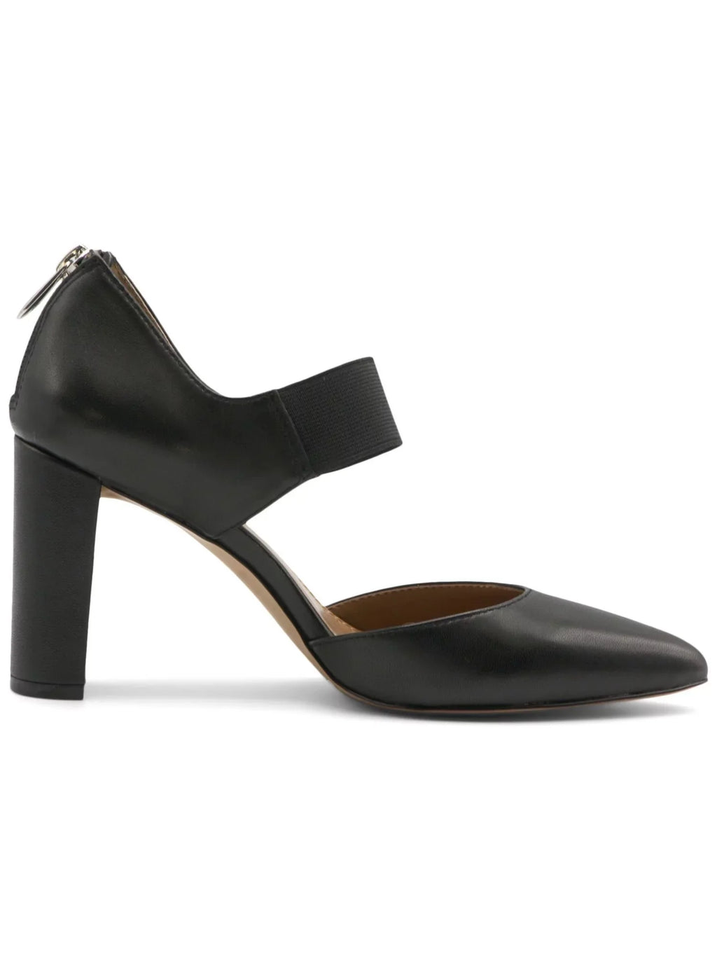 ADRIENNE VITTADINI Womens Black Mary Jane Sizetretch Padded Norst Pointed Toe Block Heel Zip-Up Leather Dress Pumps Sizehoes 7 M