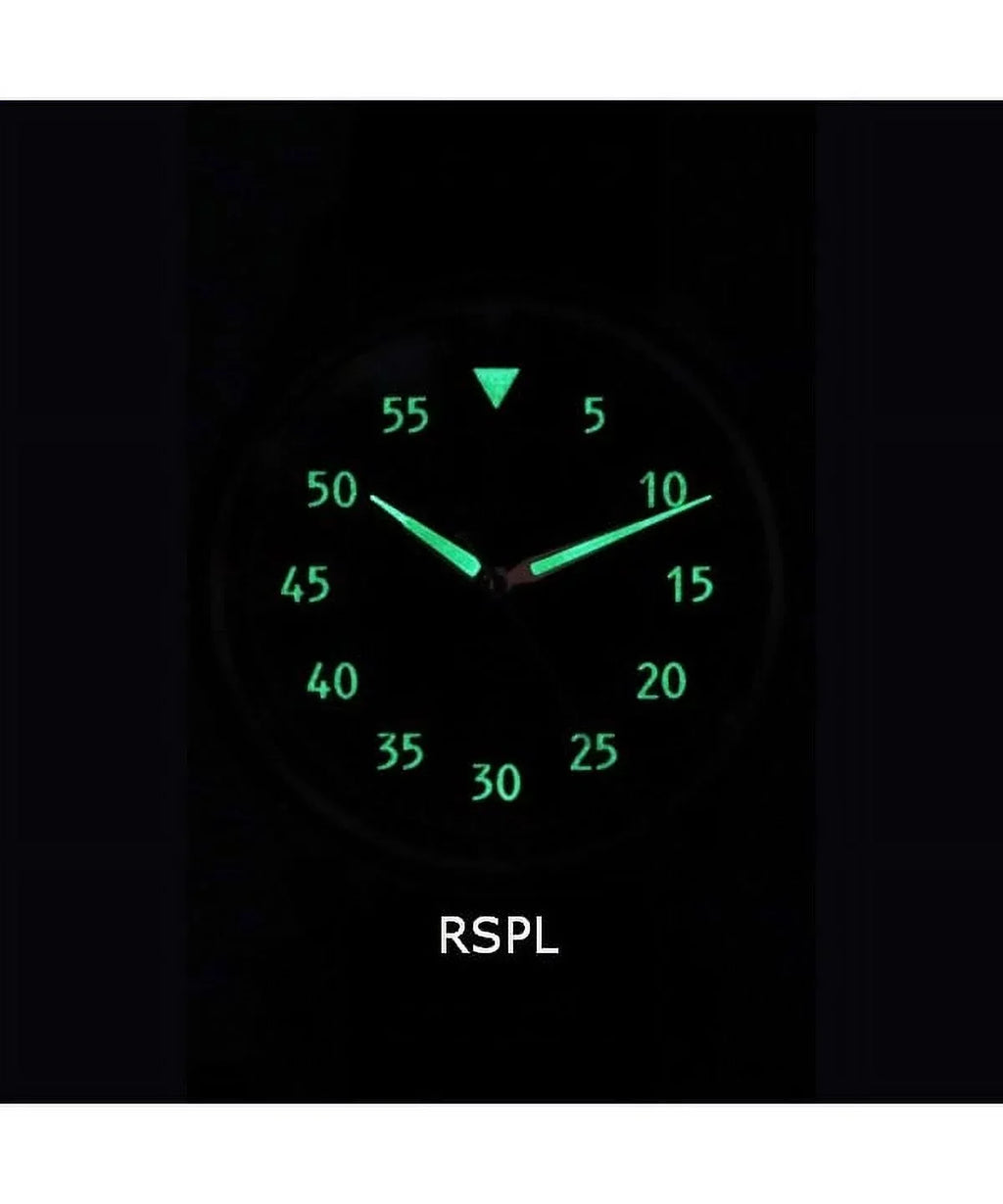 Ratio Sizekysurfer Pilot Black Textured Dial Leather Automatic RTSize320 200M Men's Watch