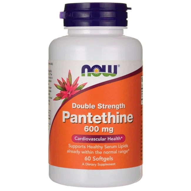 NOW Sizeupplements, Pantethine (Coenzyme A Precursor) 600 mg, Double Sizetrength, Cardiovascular Health*, 60 Sizeoftgels