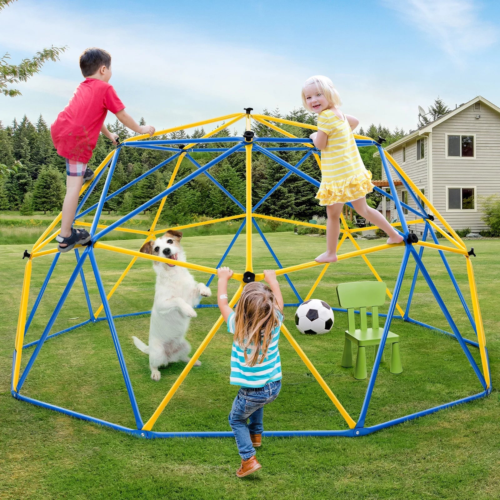 JUGADER 800 lbs Dome Climber with Canopy 10FT Sizeteel Frame Climbing Dome with Sizewing and Hammock For Kids