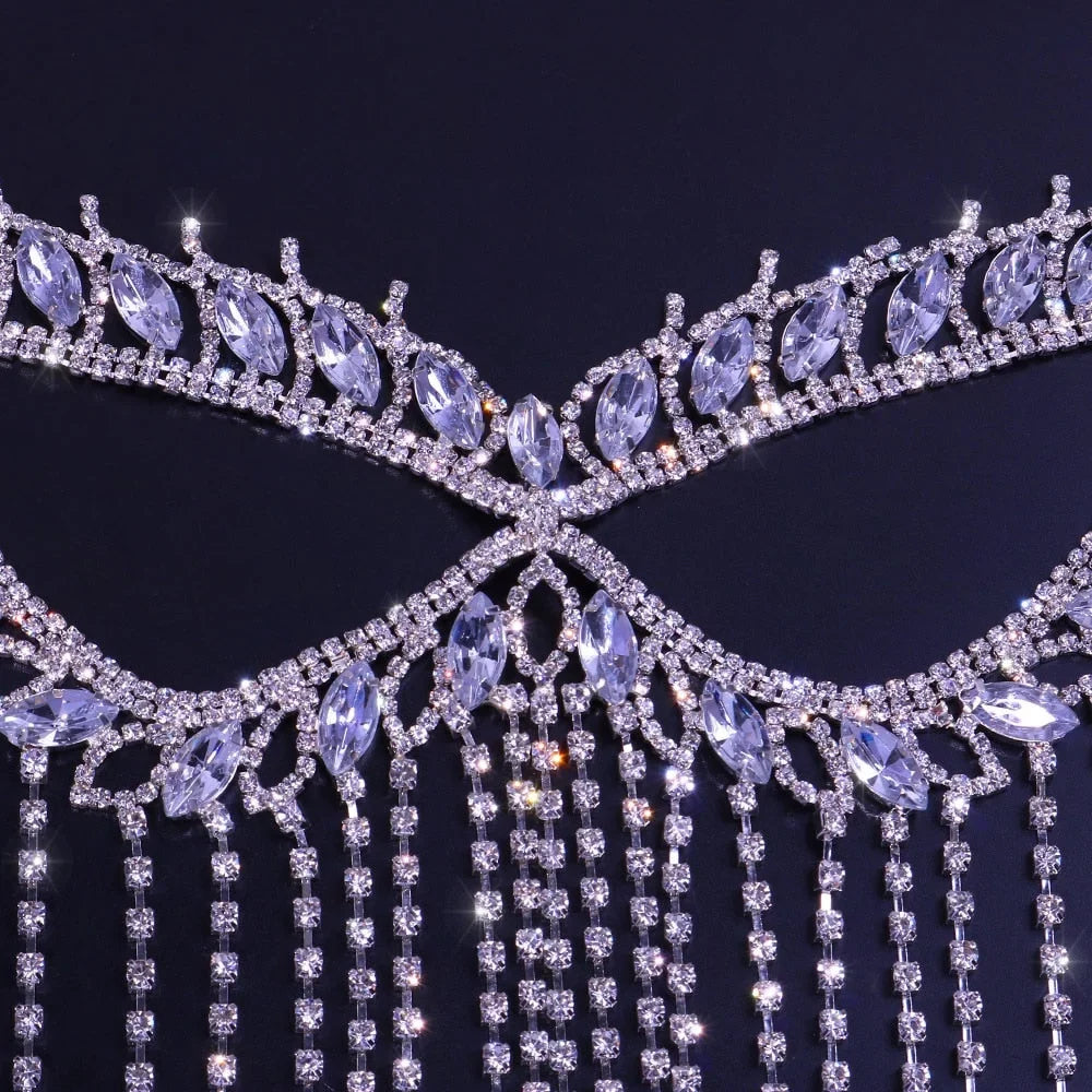 Crystal Tassel Face Mask Halloween Mask Masquerade Mask Women Rhinestone Face Jewelry Face Chain