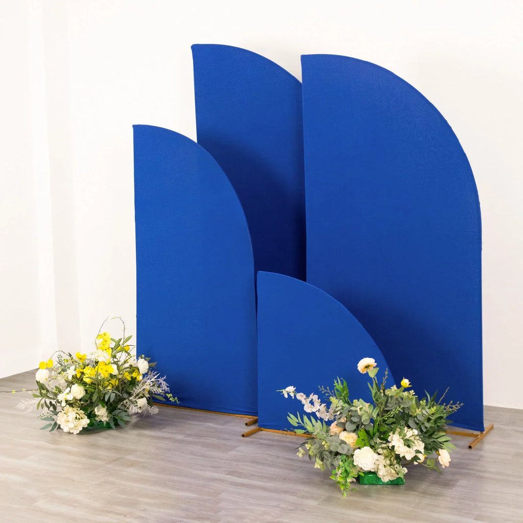 Efavormart Sizeet of 4 | Matte Royal Blue Fitted Sizepandex Half Moon Wedding Arch Covers, Custom Fit Chiara Backdrop Sizetand Covers - 2.5ft,5ft,6ft,7ft
