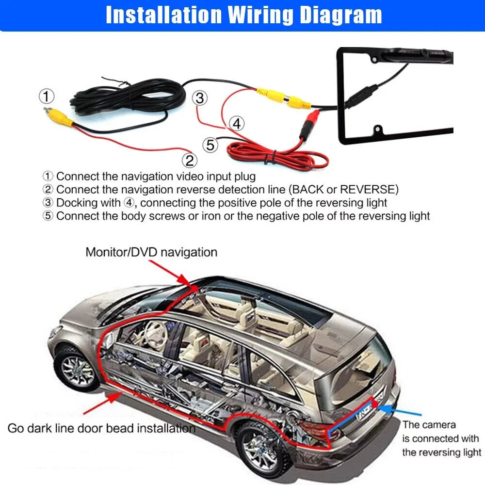 Car Rear View Backup Camera - License Plate Frame with Night Vision