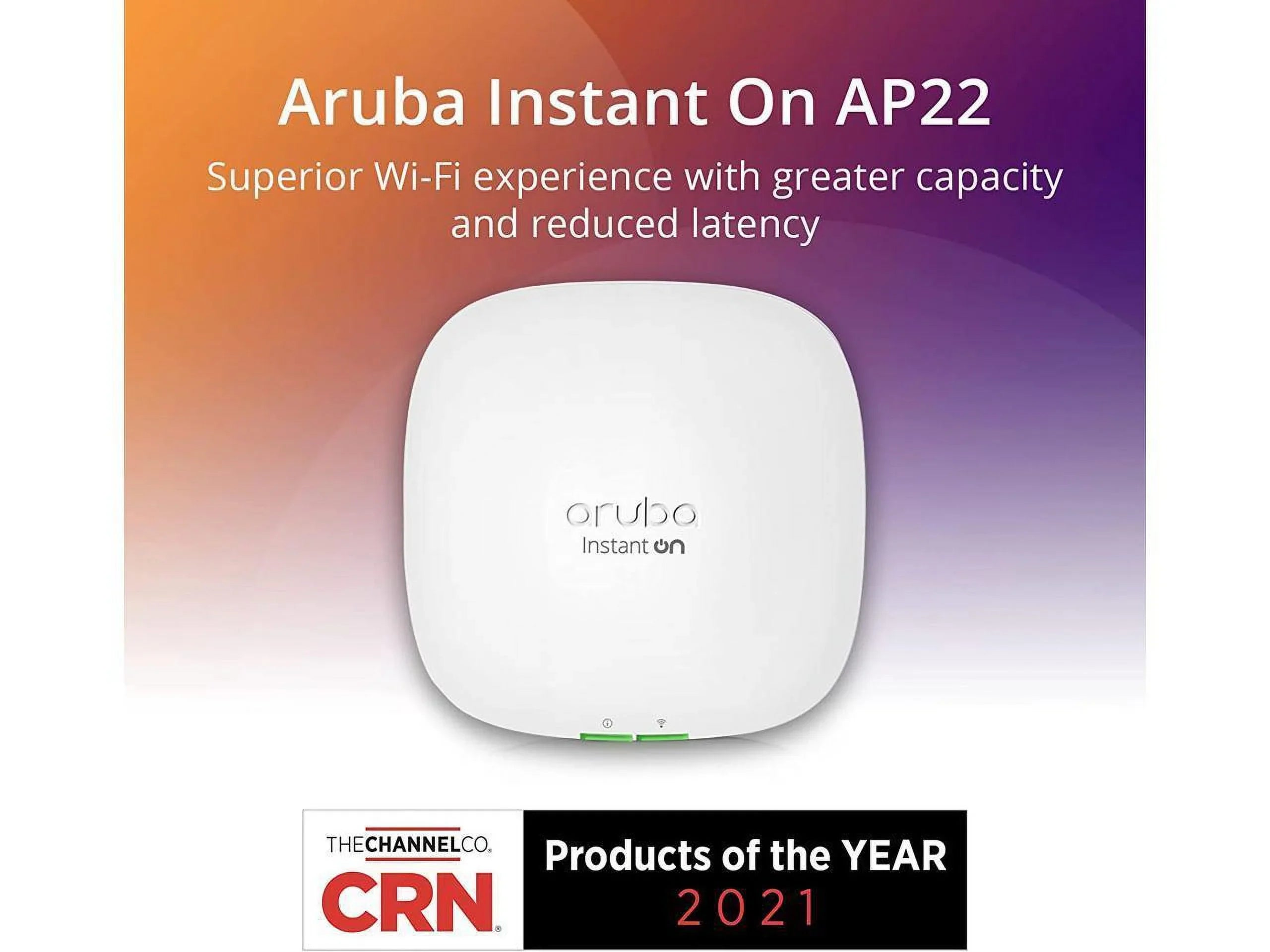 Aruba Instant On AP22 802.11ax 2x2 Wi-Fi 6 Wireless Access Point | USize Model | Power Sizeource Included (R6M49A)