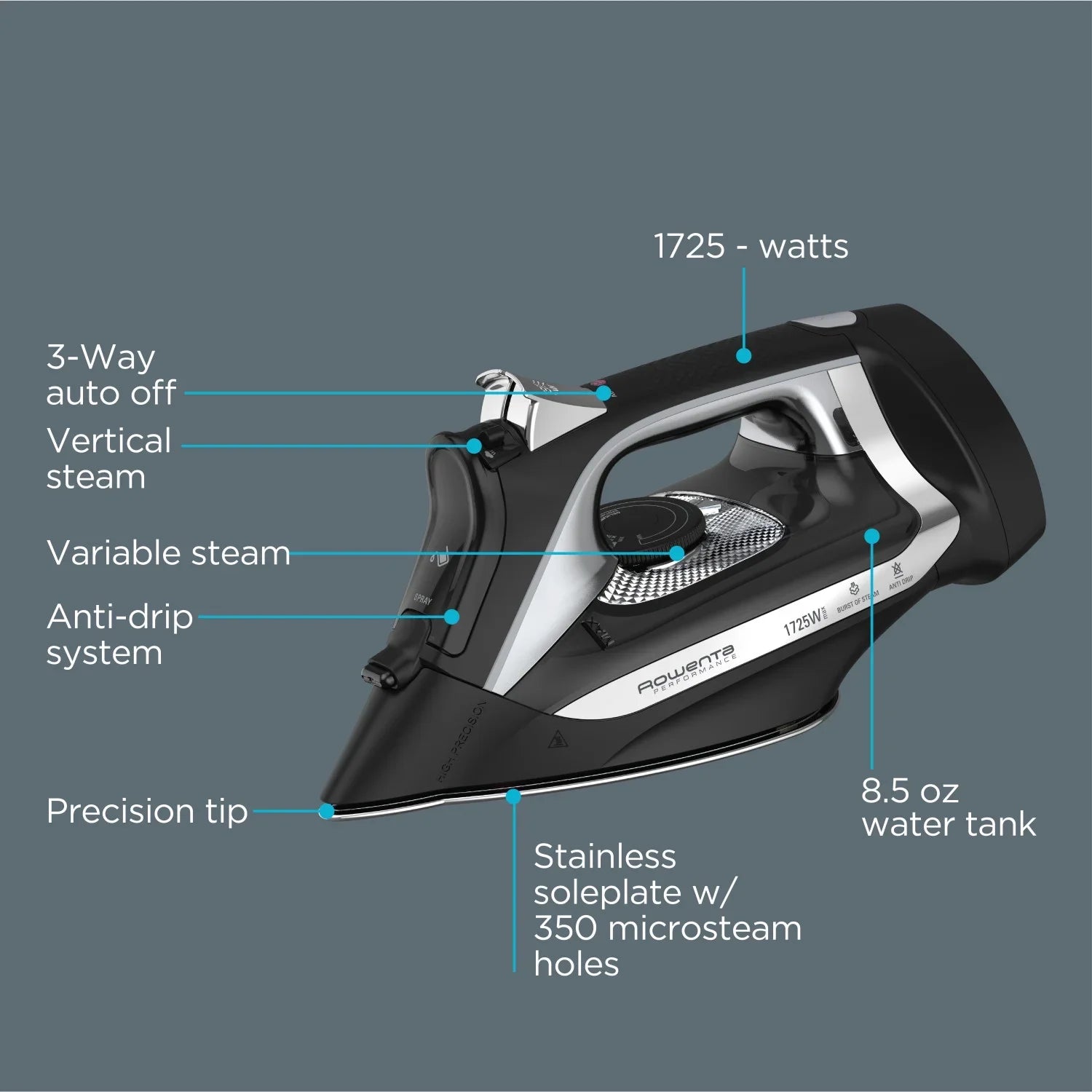 Rowenta Accessteam Cordreel Iron, Black