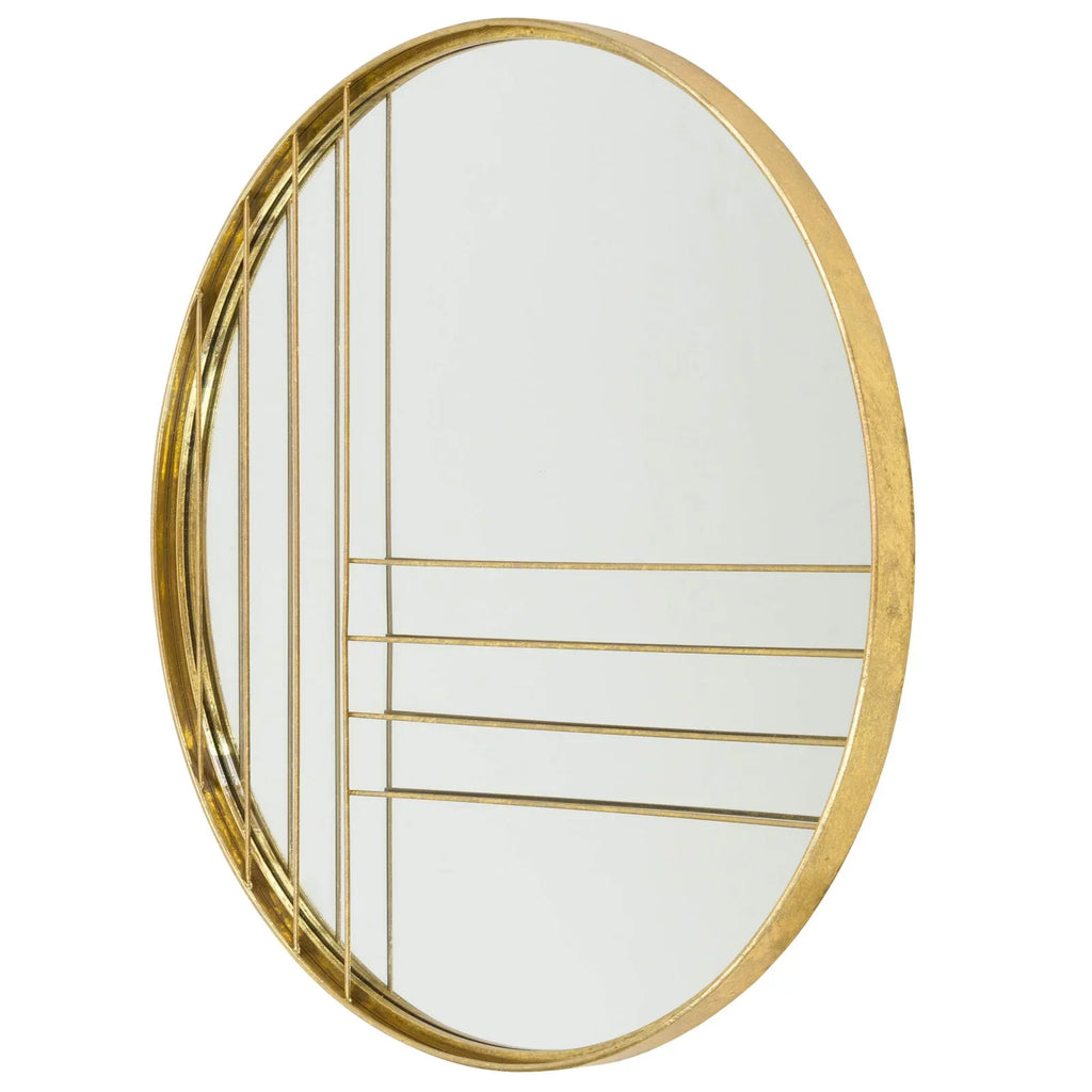 Aspire Home Accents Damis Modern Gold Leaf Metal Round Wall Mirror