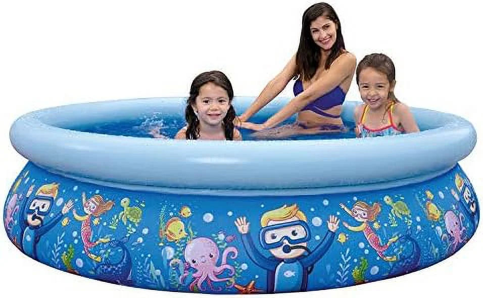 17788 sun club 6.75' x 18.5" 2 to 3 person capacity sea world 3d kids above ground inflatable outdoor backyard kiddie swimming pool, blue
