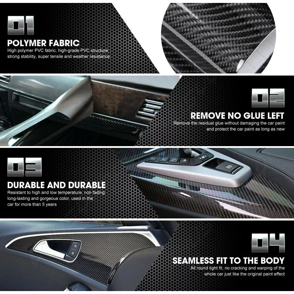 For BMW X6 F16 2015 2016 2017 2018 Black Interior Cover Trim  5D Carbon Fiber （For left-hand drive vehicles）