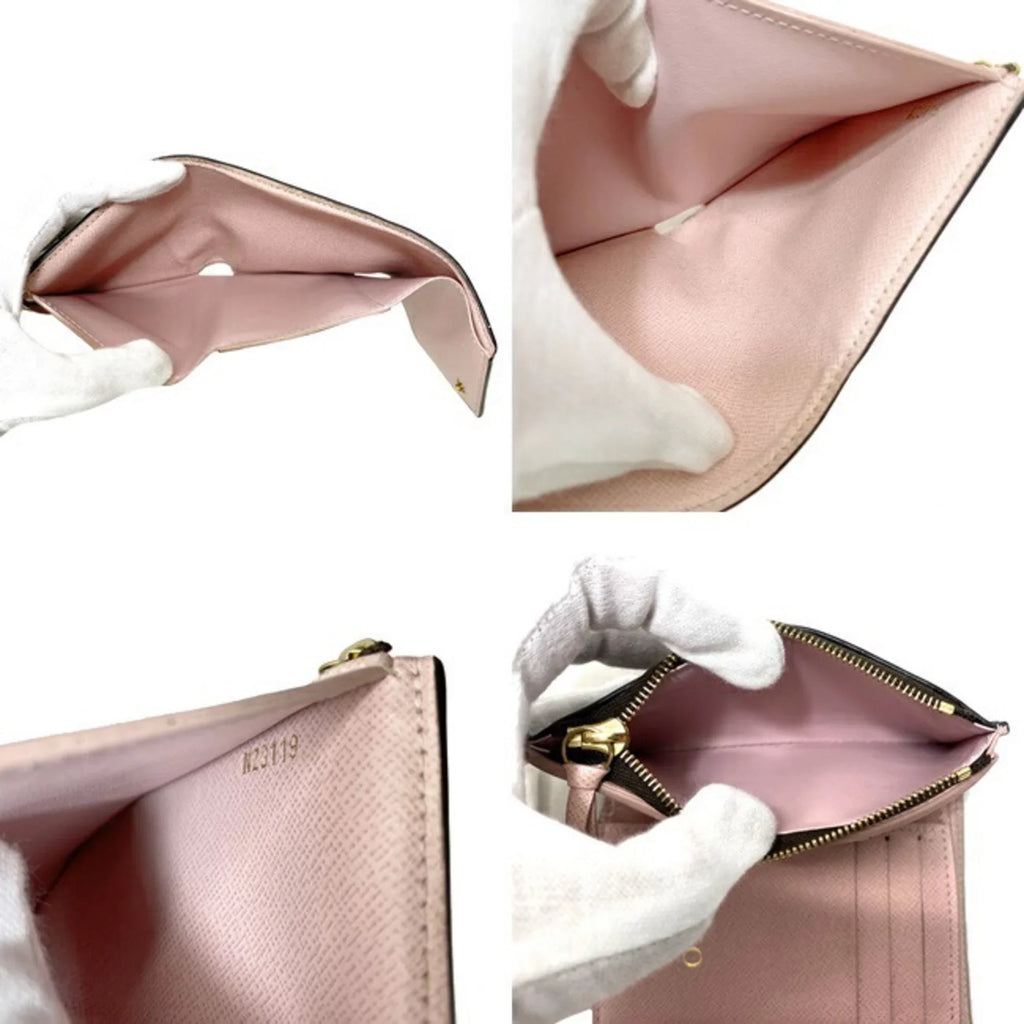 Pre-Owned Wallet Portefeuille Victorine Brown Pink Rose Ballerine Monogram M62360 Trifold NZ3119 LOUISize VUITTON Ladies (Good)