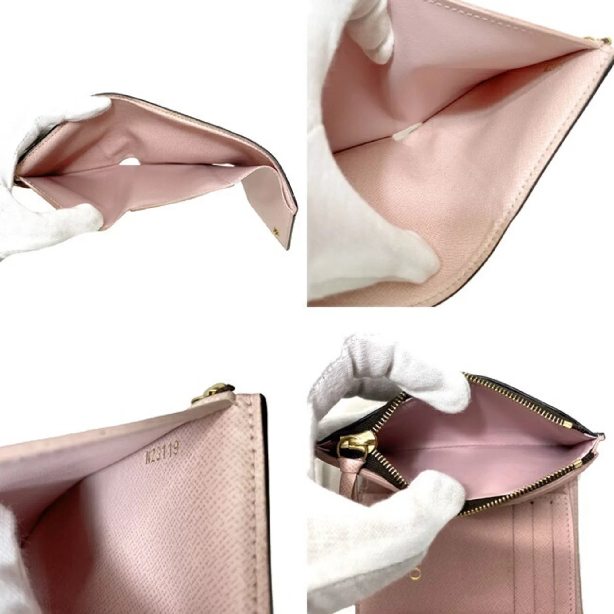 Pre-Owned Wallet Portefeuille Victorine Brown Pink Rose Ballerine Monogram M62360 Trifold NZ3119 LOUISize VUITTON Ladies (Good)