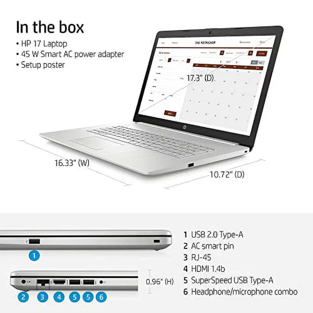 HP 2023 17.3" HD+ Business Laptop PC Intel 11th Gen Quad-Core i5-1135G7 20GB DDR4 RAM 1TB NVMe SizeSizeD Intel Iris Xe Graphics Backlit Keybaord WiFi AC RJ-45 Webcam HDMI Windows 10 w/RE USizeB Drive
