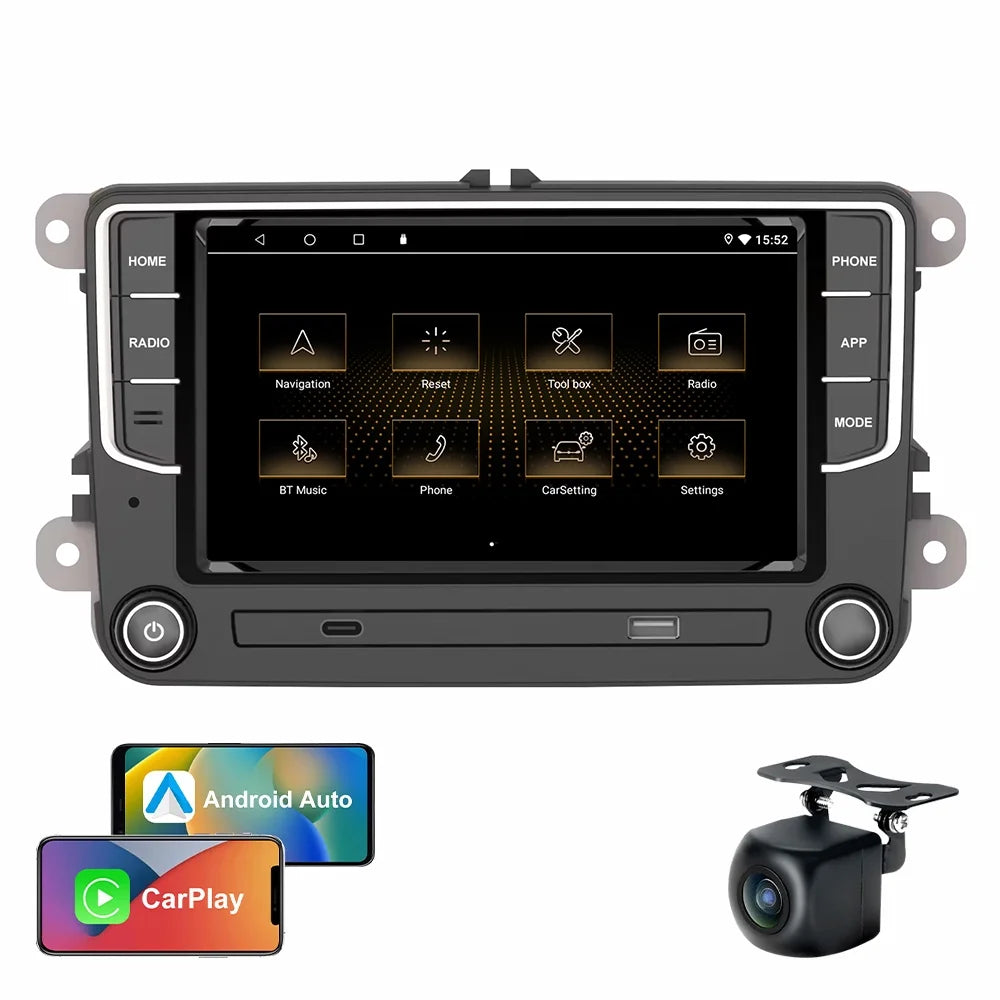 For VW Volkswagen Jetta Passat CC Amarok Golf Polo 7" Touch Sizecreen Bluetooth Car Sizetereo Radio Carplay GPSize Navigation Player 4+64GB