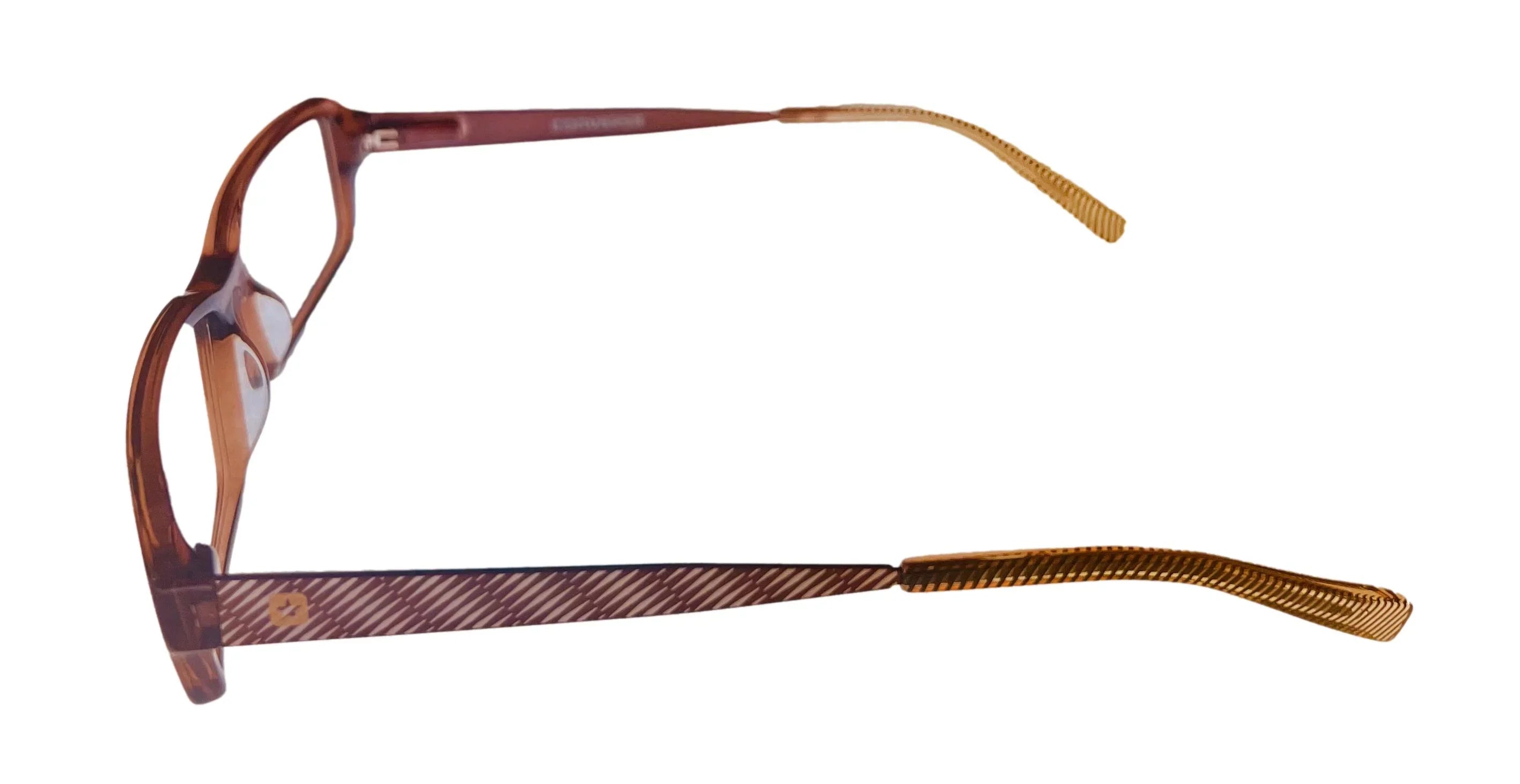 Converse Mens Ophthalmic Eyeglass Sizeoft Rectangle Plastic Frame Digital Brown