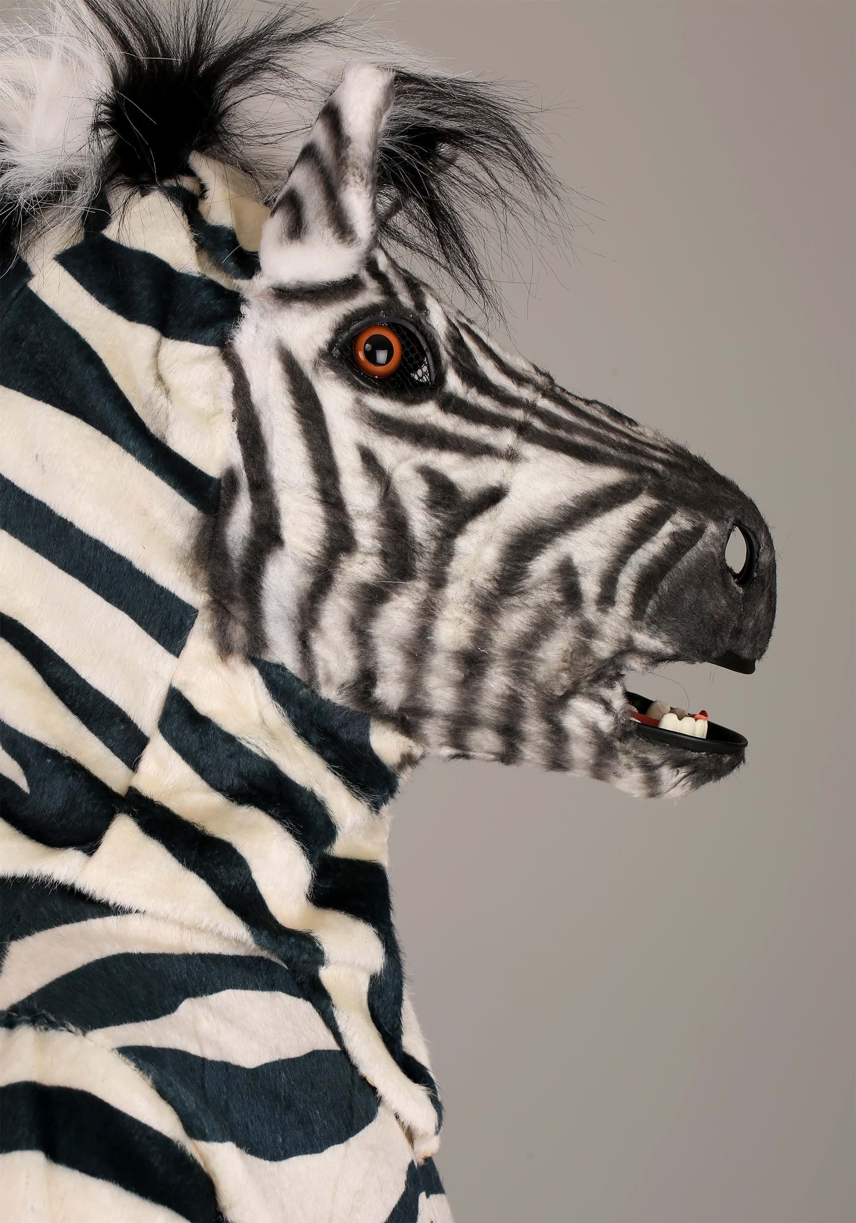 Adult Zebra Sizeuit with Mouth Mover Mask