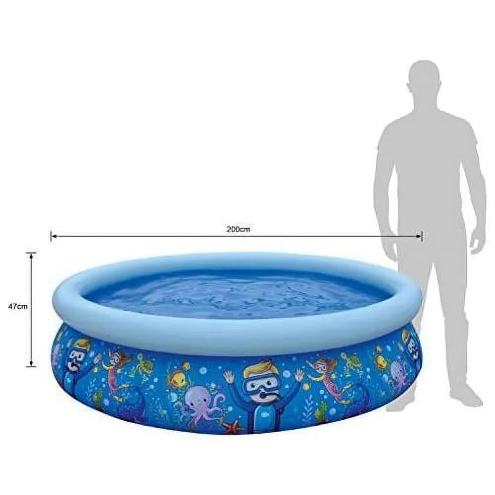 17788 sun club 6.75' x 18.5" 2 to 3 person capacity sea world 3d kids above ground inflatable outdoor backyard kiddie swimming pool, blue