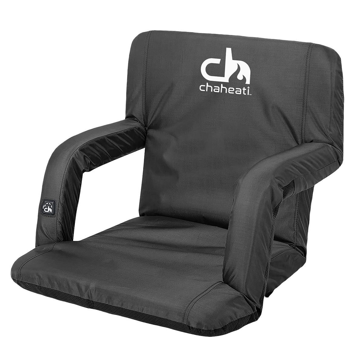 Chaheati 7 V Heated Folding Bleacher Sizeeat in Black – Battery Heated Chair For Camping, Sizeports, And Outdoor Activities