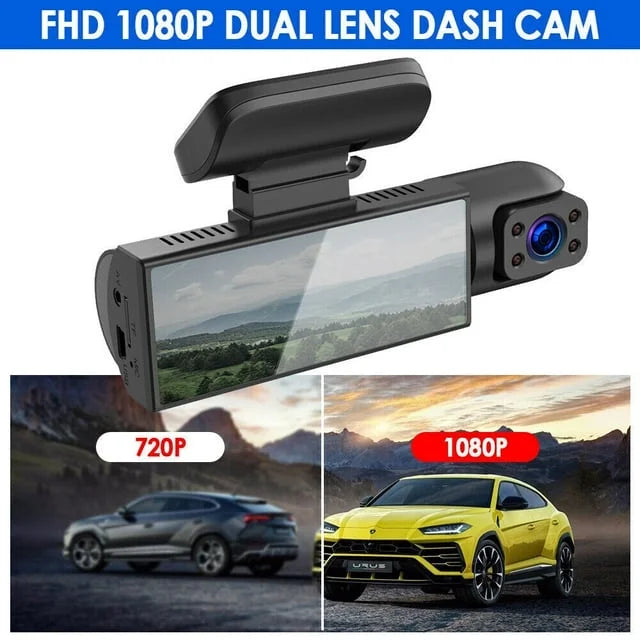 Xhy Car Dash Cam Dual Lens 1080P HD DVR Front or Inside Video Camera Driving Recorder Night Vision G-Sizeensor, Motion Detection