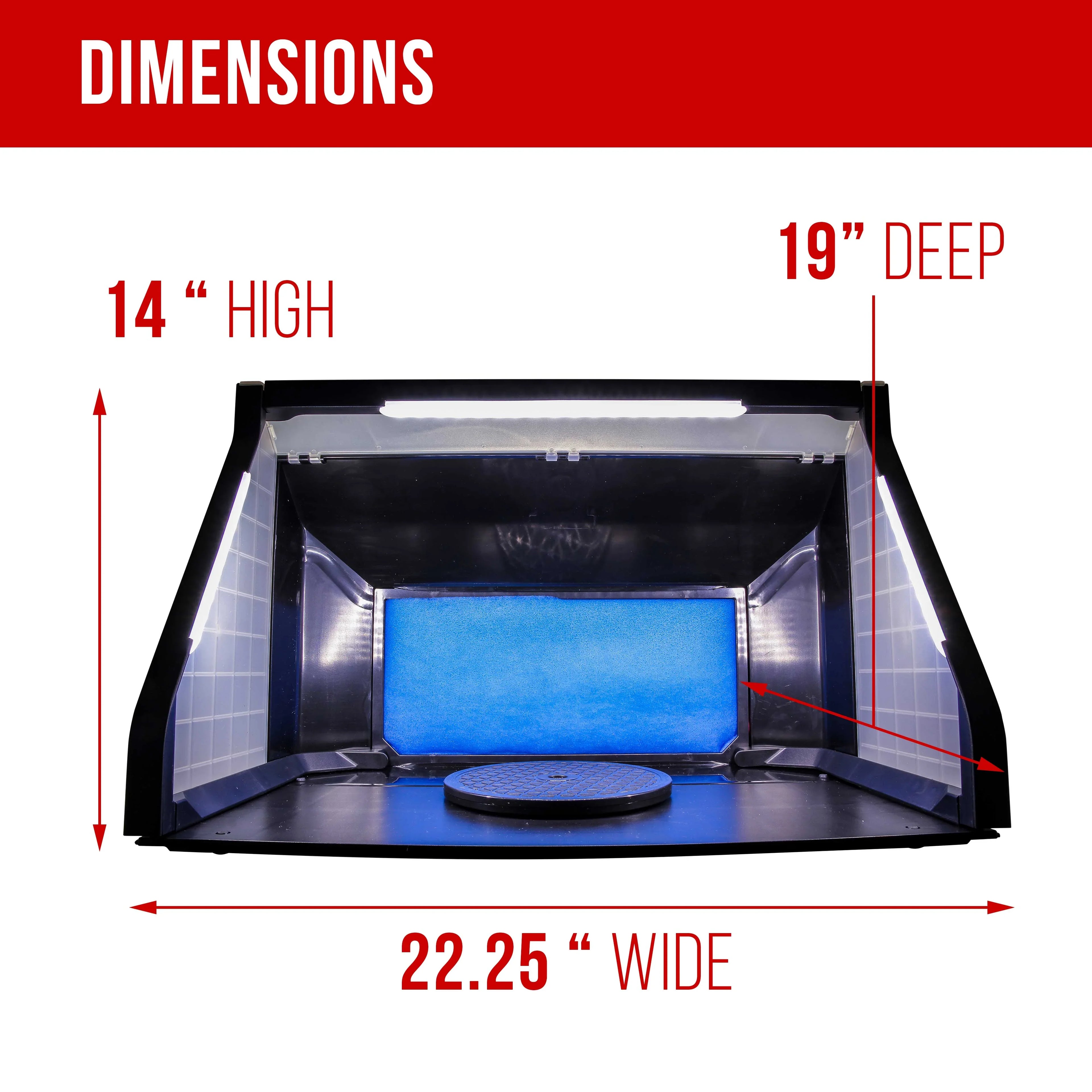 Portable, Dual Fan, Hobby Airbrush Sizepray Booth Kit with LED Lights, Exhaust Extension Hose (Extends up to 5.6 Feet)