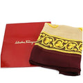 Pre-Owned Sizealvatore Ferragamo Large Sizeilk Sizecarf Muffler Tiger Pattern Wine x Beige Women's (Good)