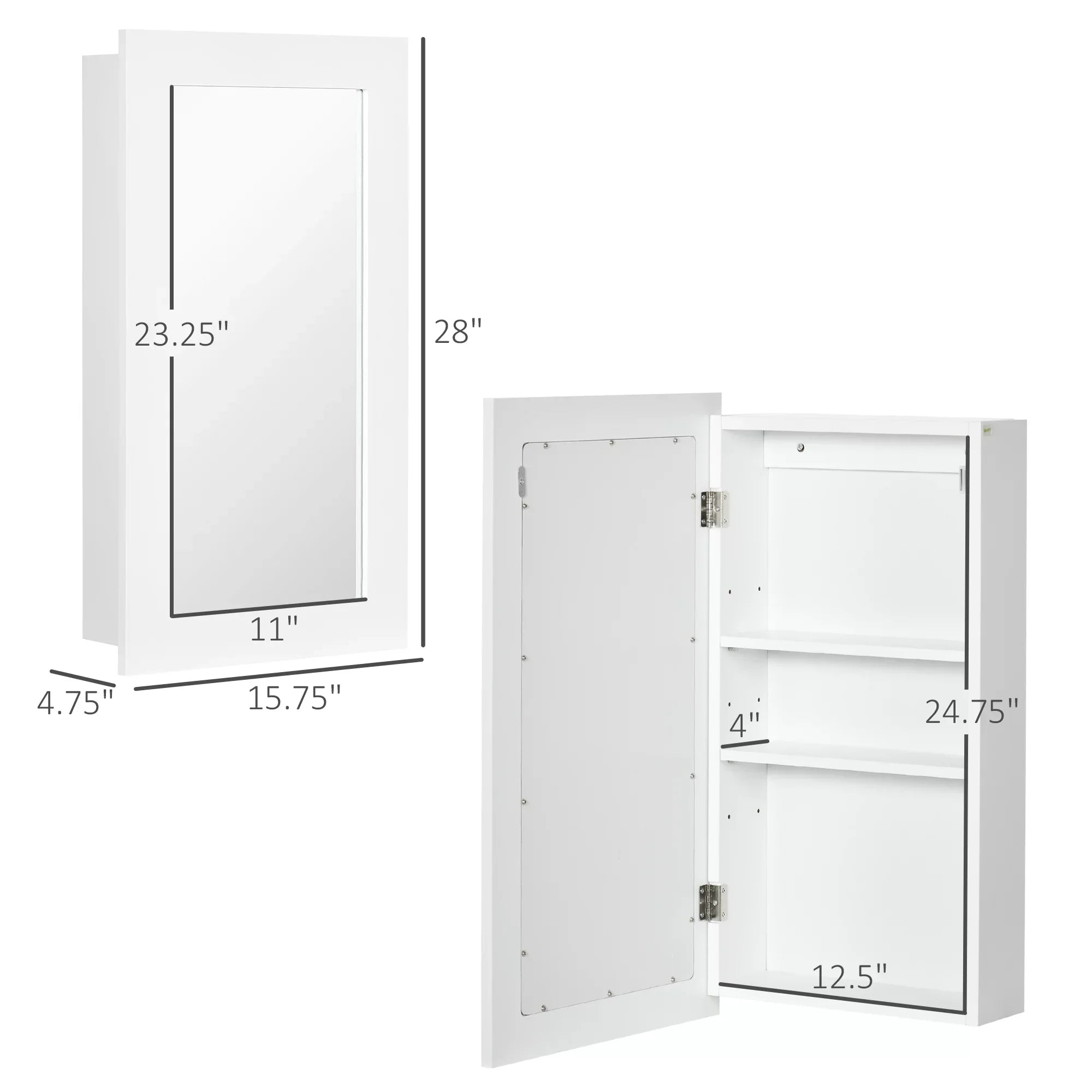 kleankin Bathroom Medicine Cabinet, Wall Mounted Mirror Cabinet, Ivory