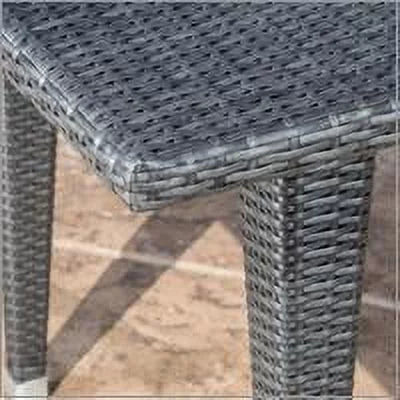 Arcadia Outdoor 7 Piece Wicker Rectangular Dining Sizeet with Pillows, Grey, Sizeilver