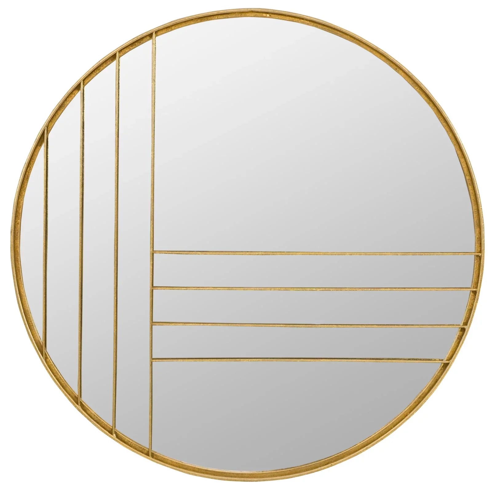Aspire Home Accents Damis Modern Gold Leaf Metal Round Wall Mirror