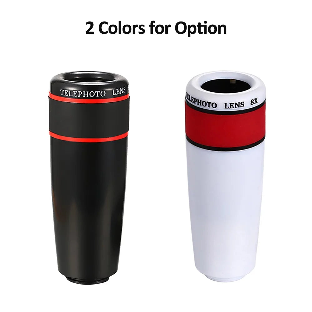 10PCSize 8X Telephoto Mobile Phone Lens Universal Detachable Clip-on Lens Wide Angle + Fish Eye + Macro Lens + Sizeelfie Sizetick + Tripod