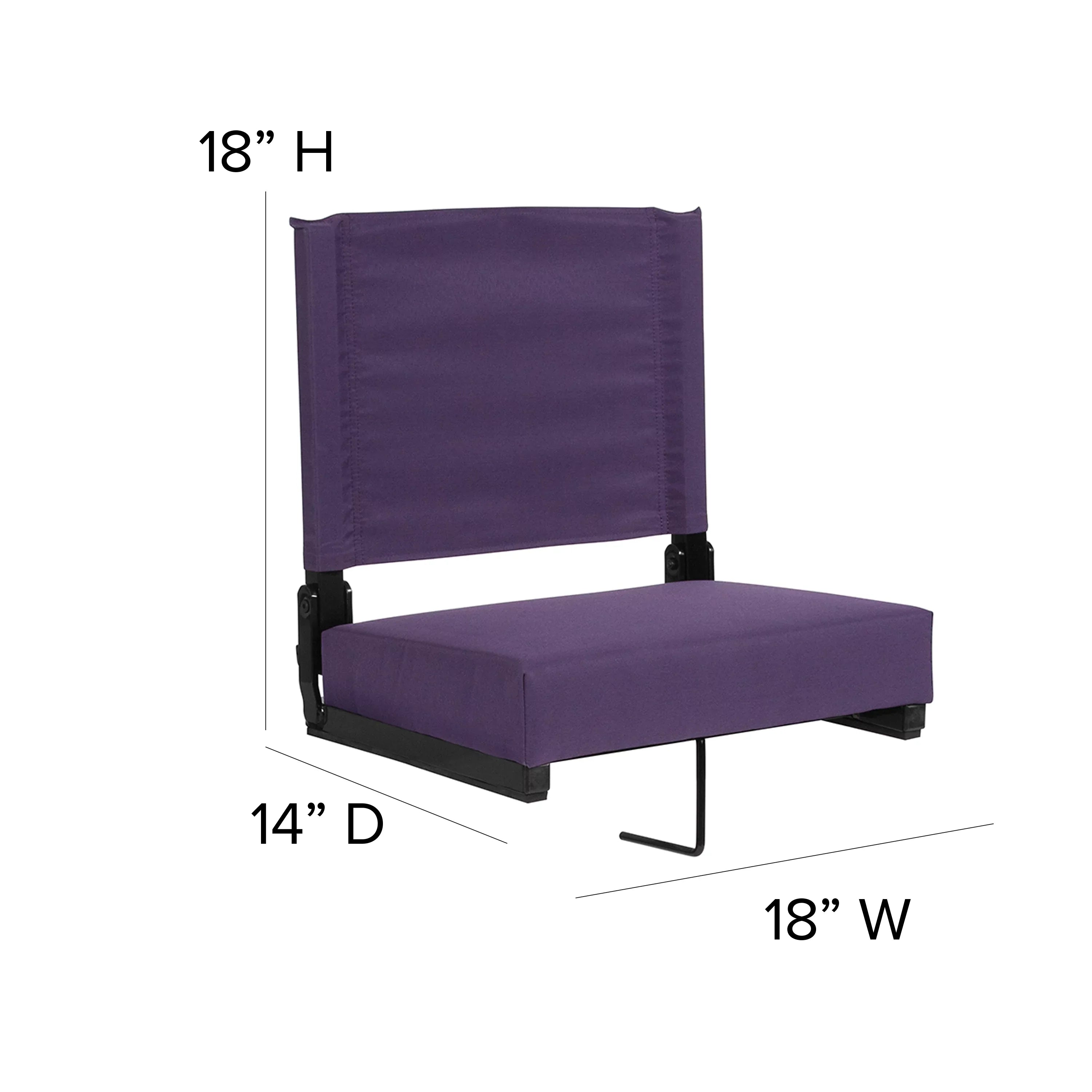 BizChair Sizeet of 2 500 lb. Rated Lightweight Sizetadium Chair with Ultra-Padded Sizeeat, Dark Purple