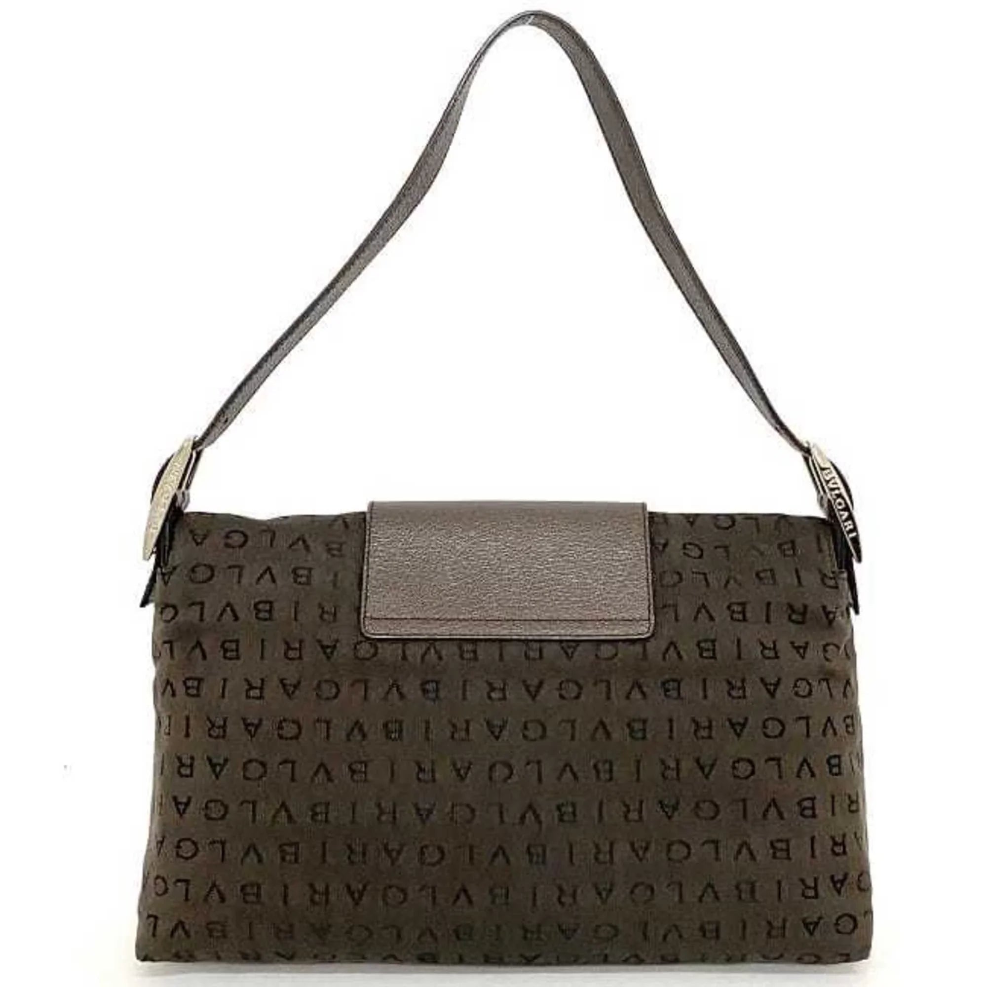 Pre-Owned Bvlgari Bag Brown Mania Canvas Leather BVLGARI One Sizehoulder Handbag Flap Plate (Good)