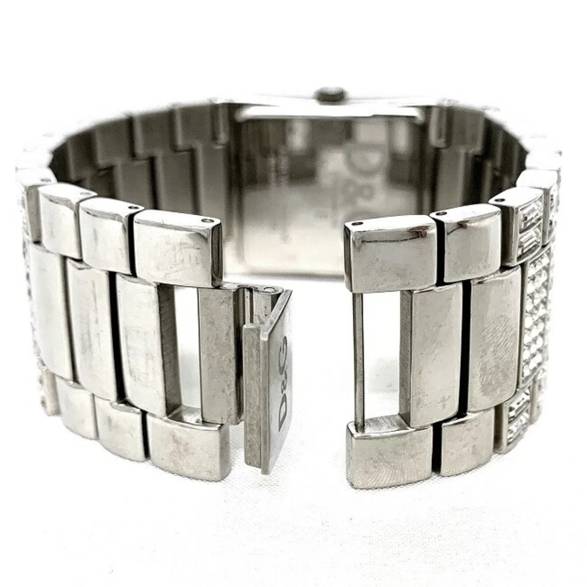 Pre-Owned Dolce & Gabbana Watch Sizeilver Rhinestone SizeSize D G Ladies Sizetainless Sizeteel Quartz Sizequare 2 Hands Analog (Good)