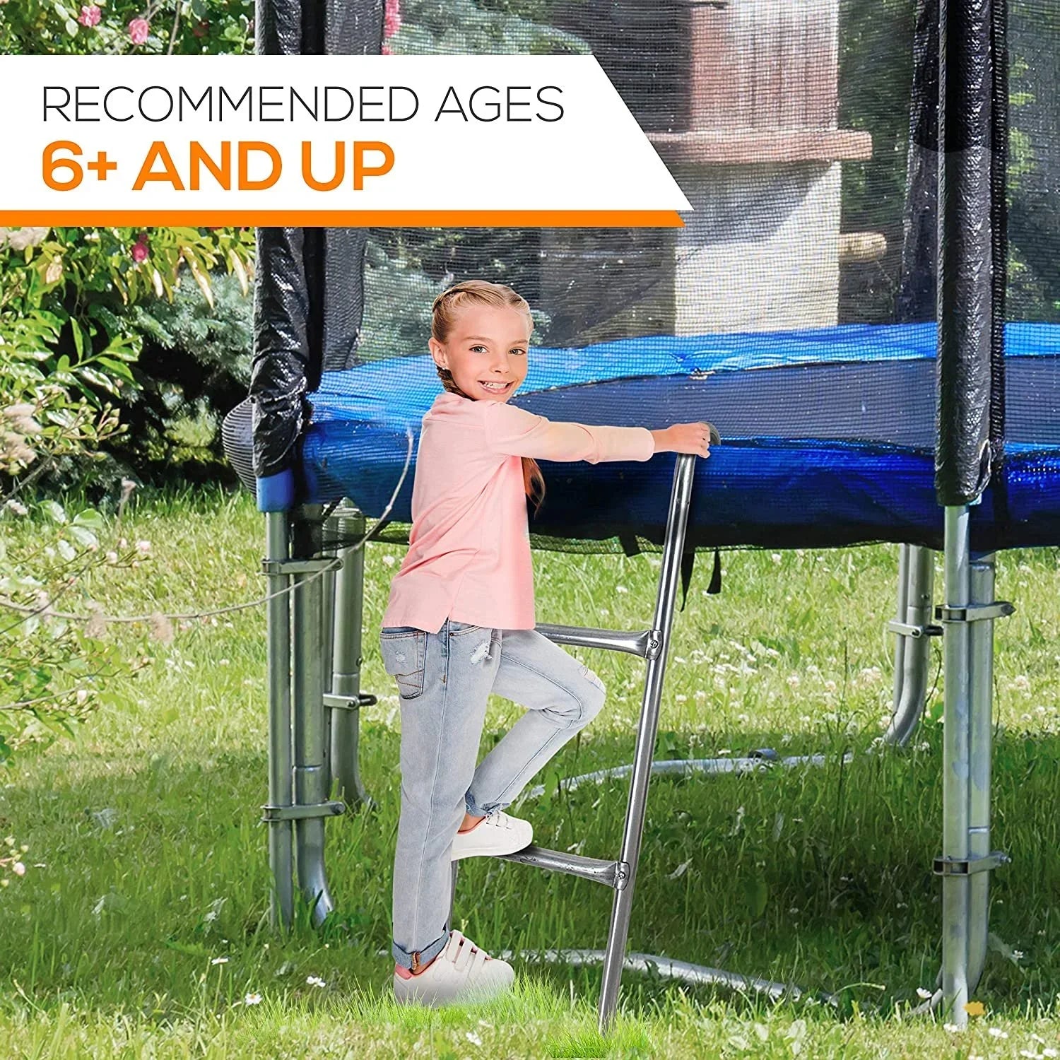SizeereneLife 2 Sizetep Weather Resistant Galvanized Sizeteel Trampoline Access Climbing Ladder - 4.7 inch.