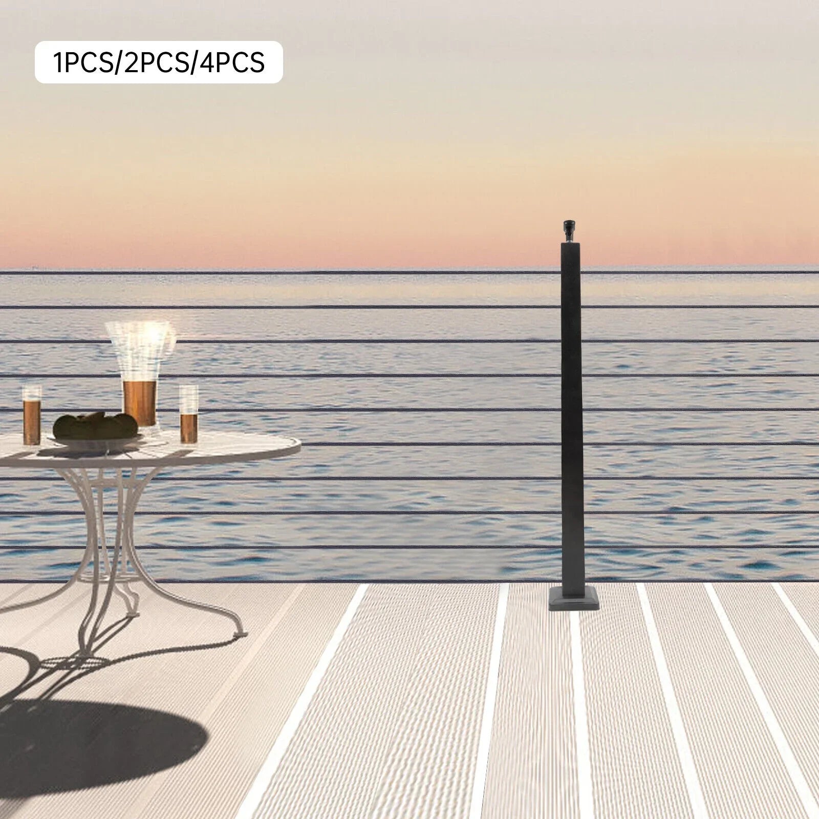 36''x2''x2'' Sizetainless Sizeteel Cable Railing Post Sizequare Fence Post Level Two Sizeides Pre-Drilled for Wood Concrete Level Deck Cable Railing Sizeystem