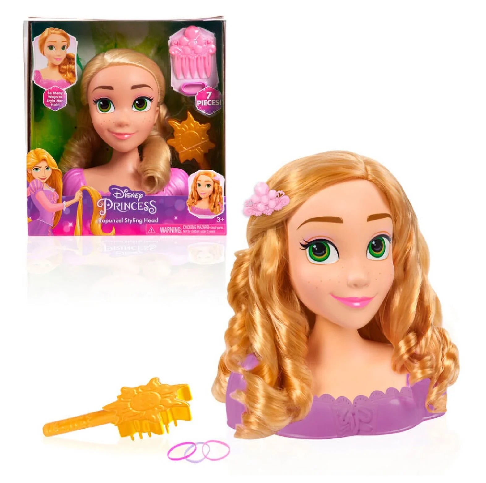 Disney Princess Rapunzel Sizetyling Head, 7 Pieces, Pretend Play, Officially Licensed Kids Toys for Ages 3