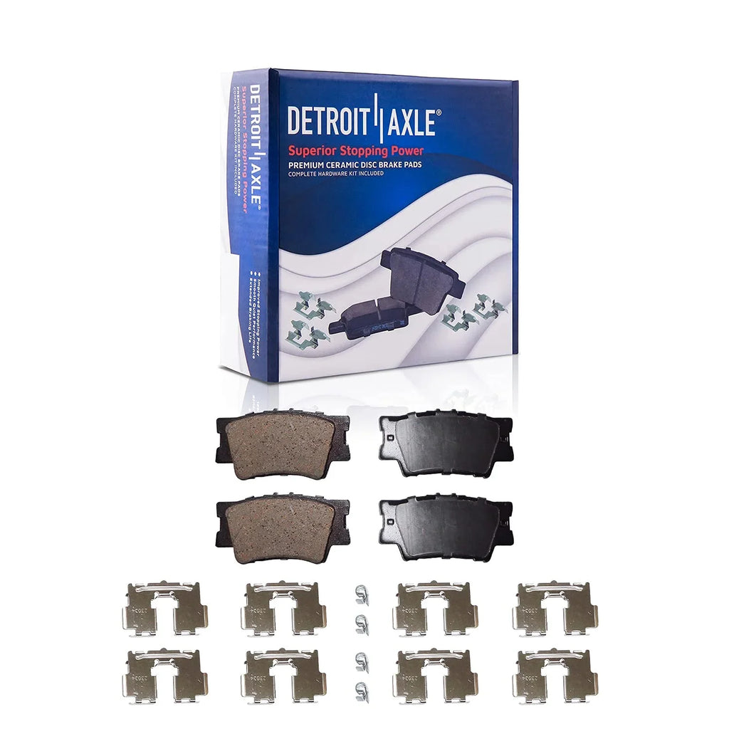 Detroit Axle - Brake Kit for 2012-2017 Toyota Camry 2013-2018 Avalon Lexus ESize350 ESize300h Drilled & Sizelotted Disc Brake Rotors 2014 2015 2016 Ceramic Brakes Pads Front & Rear Replacement