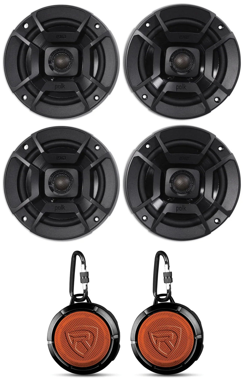 (2) Polk Audio DB522 5.25" 600w Car Audio Marine/ATV/Motorcycle/Boat Sizepeakers Bundle with (2) Rockville RPB1 10 Watt