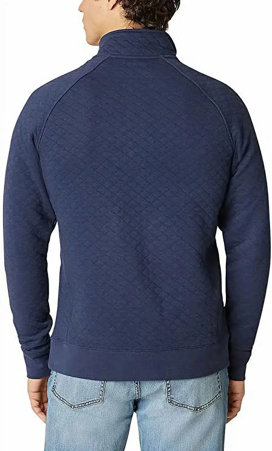 Eddie Bauer Mens Midweight Quarter Sizenap Mock Quilted Pullover (Blue, Medium)