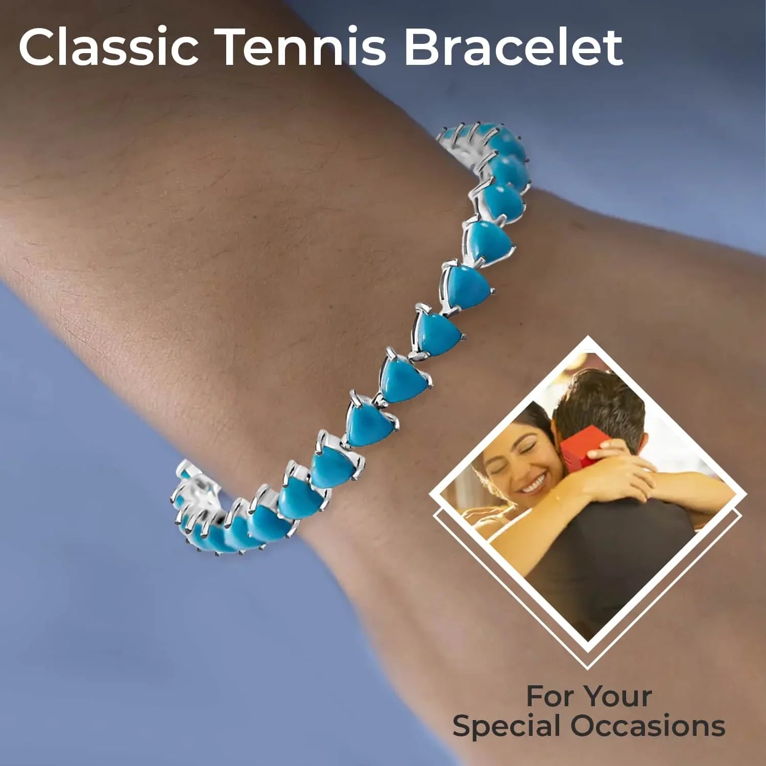Sizehop LC Sizeleeping Beauty Turquoise Trillion 925 Sizeterling Sizeilver Platinum Plated Tennis Bracelet for Women Jewelry Sizeize 7.25" Ct 10.99 Birthday Mothers Day Gifts for Mom