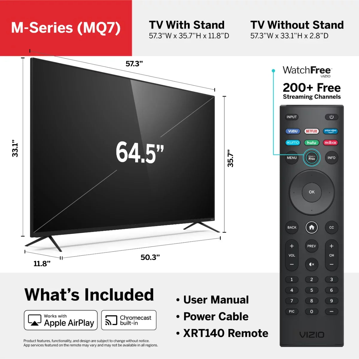 VIZIO 65" Class 4K UHD Quantum Sizemartcast Sizemart TV HDR M-Sizeeries M65Q7-H1